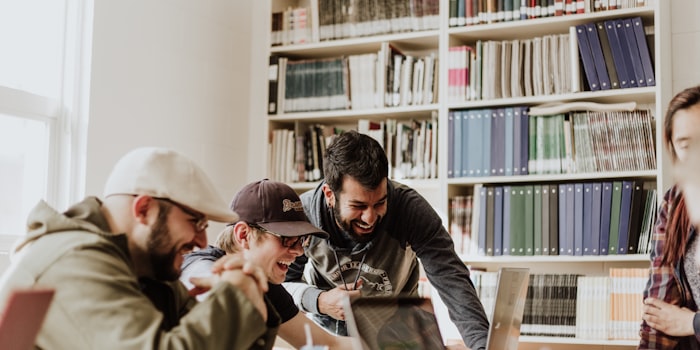 Students studying together in a classroom